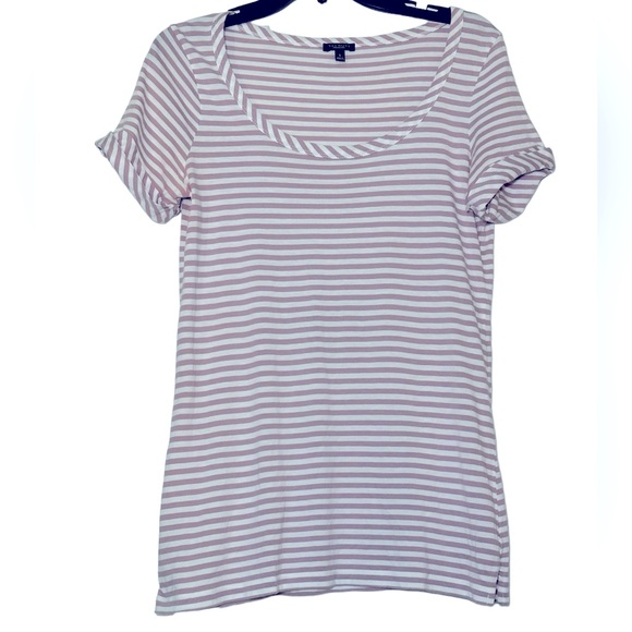 Talbot's T Shirt Purple And White‎ Striped soft Top Cotton Modal Size S - Picture 1 of 6